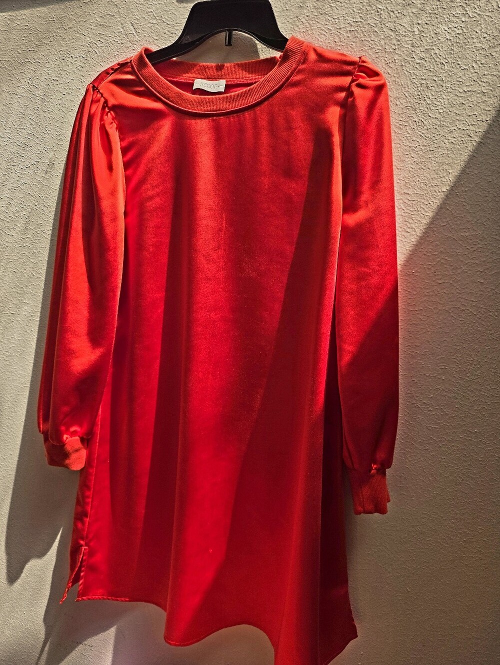 S'EDGE Orange Satin Long Sleeve A-Line Dress
